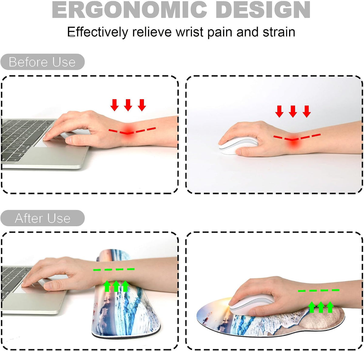 Ergonomic Mouse Pad with Wrist Rest and Keyboard Wrist Rest, Mousepad