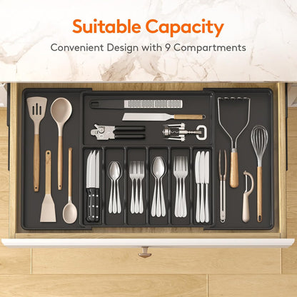 Expandable Silverware Drawer Organizer, Kitchen Utensil Tray