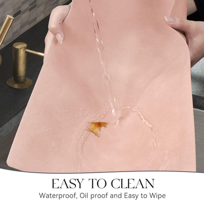 MOSAYT Vinyl Placemats Set of 6-12 X 17 Inch - Faux Leather 100% Waterproof Oil-Proof Wipeable PU Place Mats, Heat Resistant Reversible Table Mats for Kitchen, Dining, Outdoor, Reddish Brown