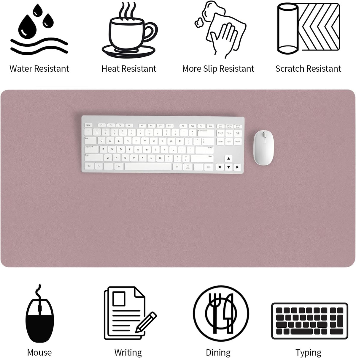 Bloss Leather Desk Pad and Keyboard Wrist Rest, Large Mouse Pad + Keyboard Pad+Mouse Wrist Support, Non-Slip Desk Mat Protector for Office, Home(31.5×15.7 Inches,Beige) - Colors B