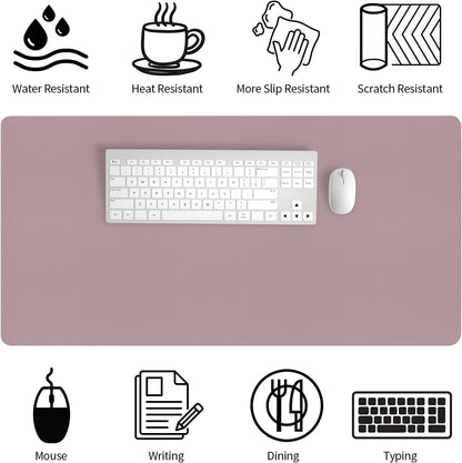 Bloss Leather Desk Pad and Keyboard Wrist Rest, Large Mouse Pad + Keyboard Pad+Mouse Wrist Support, Non-Slip Desk Mat Protector for Office, Home(31.5×15.7 Inches,Beige) - Colors B