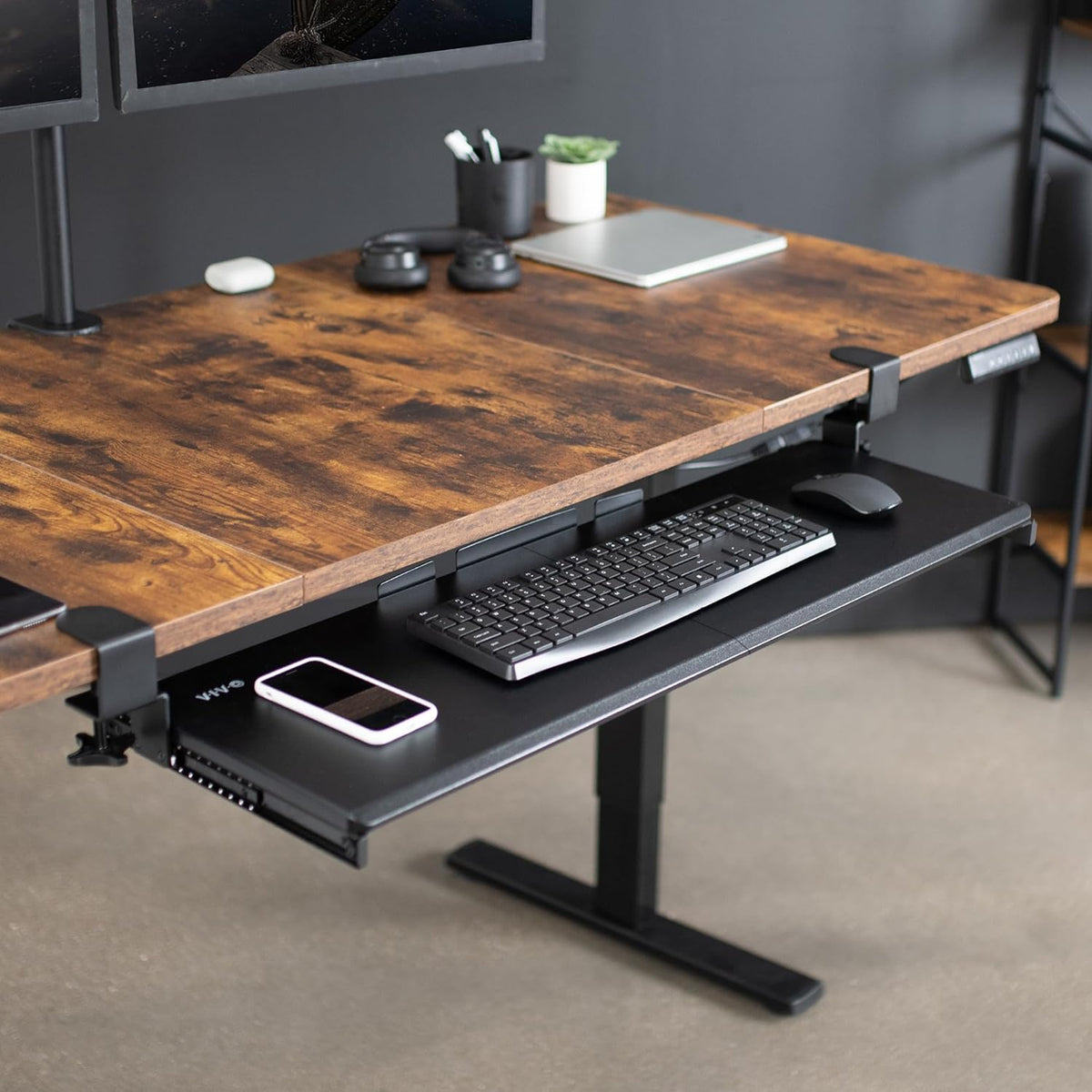 VIVO Extra Long Clamp-on Computer Keyboard and Mouse Under Desk Slider Tray, 34 x 11 inch Pull Out Platform Drawer, Black, MOUNT-KB15EB