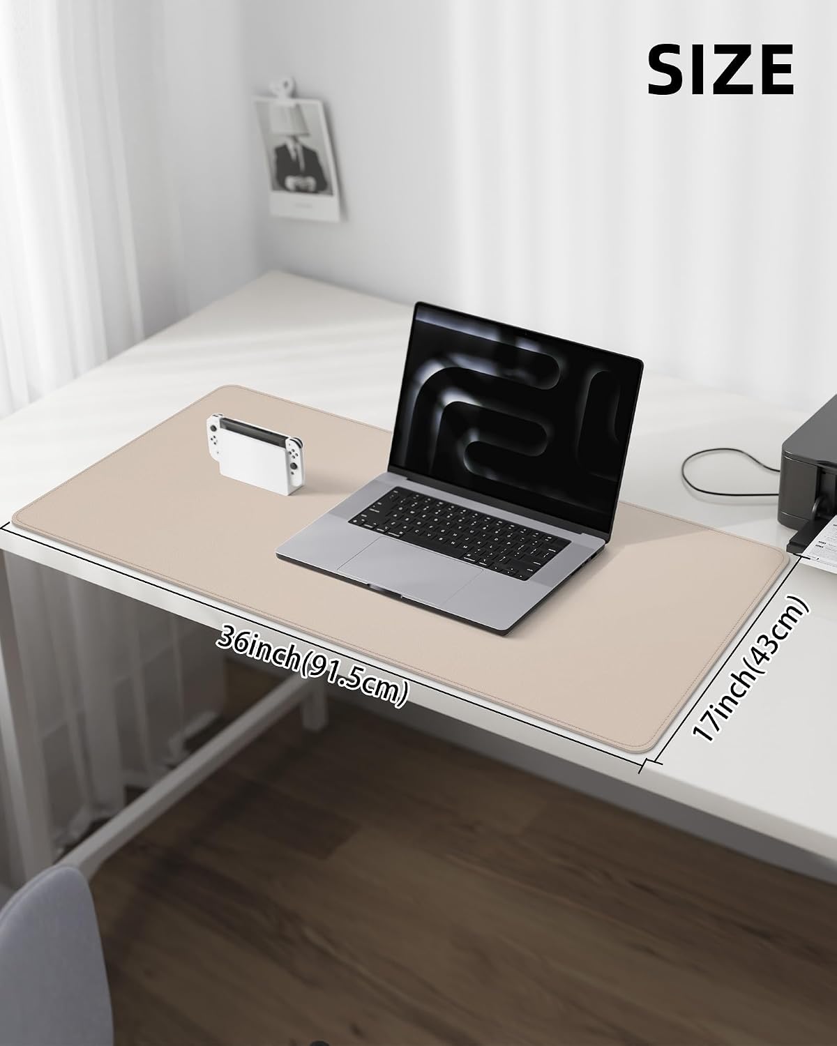 AFIING Large Desk Mat 55" x 24" - PU Leather Desk Pad Protector, Waterproof Non-Slip Extended Mouse Pad for Office Desk, Keyboard, Laptop and Home Workspace (Black)