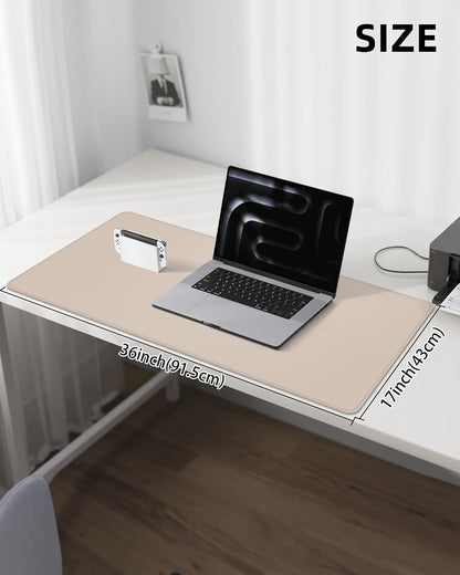 AFIING Large Desk Mat 55" x 24" - PU Leather Desk Pad Protector, Waterproof Non-Slip Extended Mouse Pad for Office Desk, Keyboard, Laptop and Home Workspace (Black)