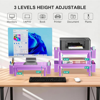 WALI Monitor Stand Riser with Drawer, Desk Organizers and Accessories for Computer, Printer, Laptop Stand for Home Office Supplies, (PTT005-B), 1 Pack, Black