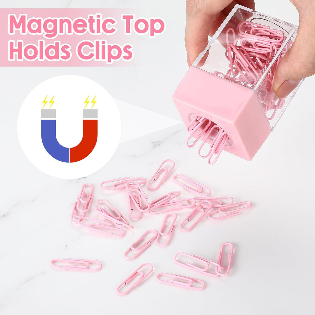 Outus 4 Pieces Magnetic Paper Clip Dispenser Holder Paperclip Dispenser for Desk, School, Office(Black)