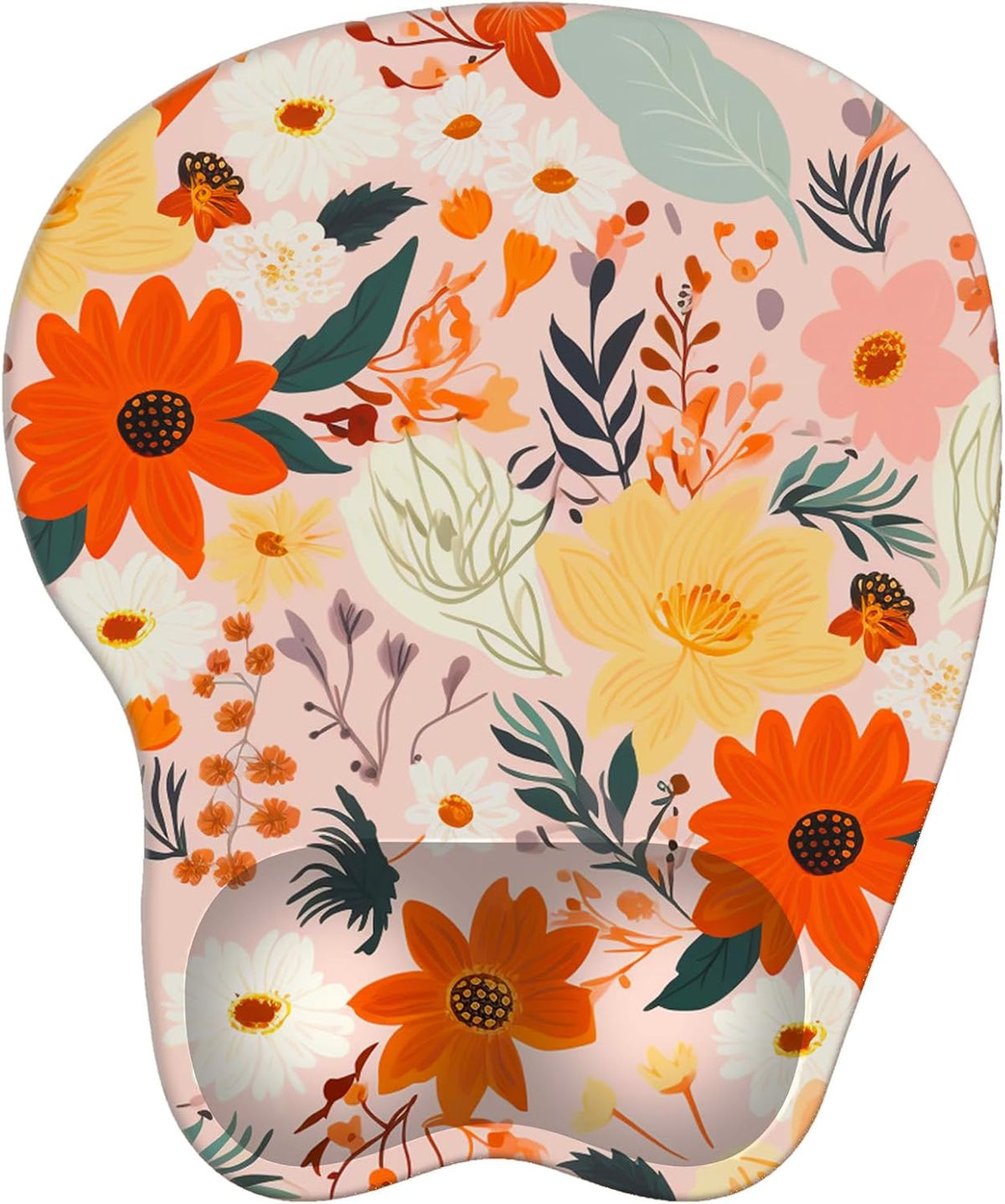 Wrist Support Mouse Pad Anti Slip Rubber Wrist Rest Mousepad 9in X 8in Small Desktop Notebook Mouse Mat for Working and Gaming (M-Pink Floral)