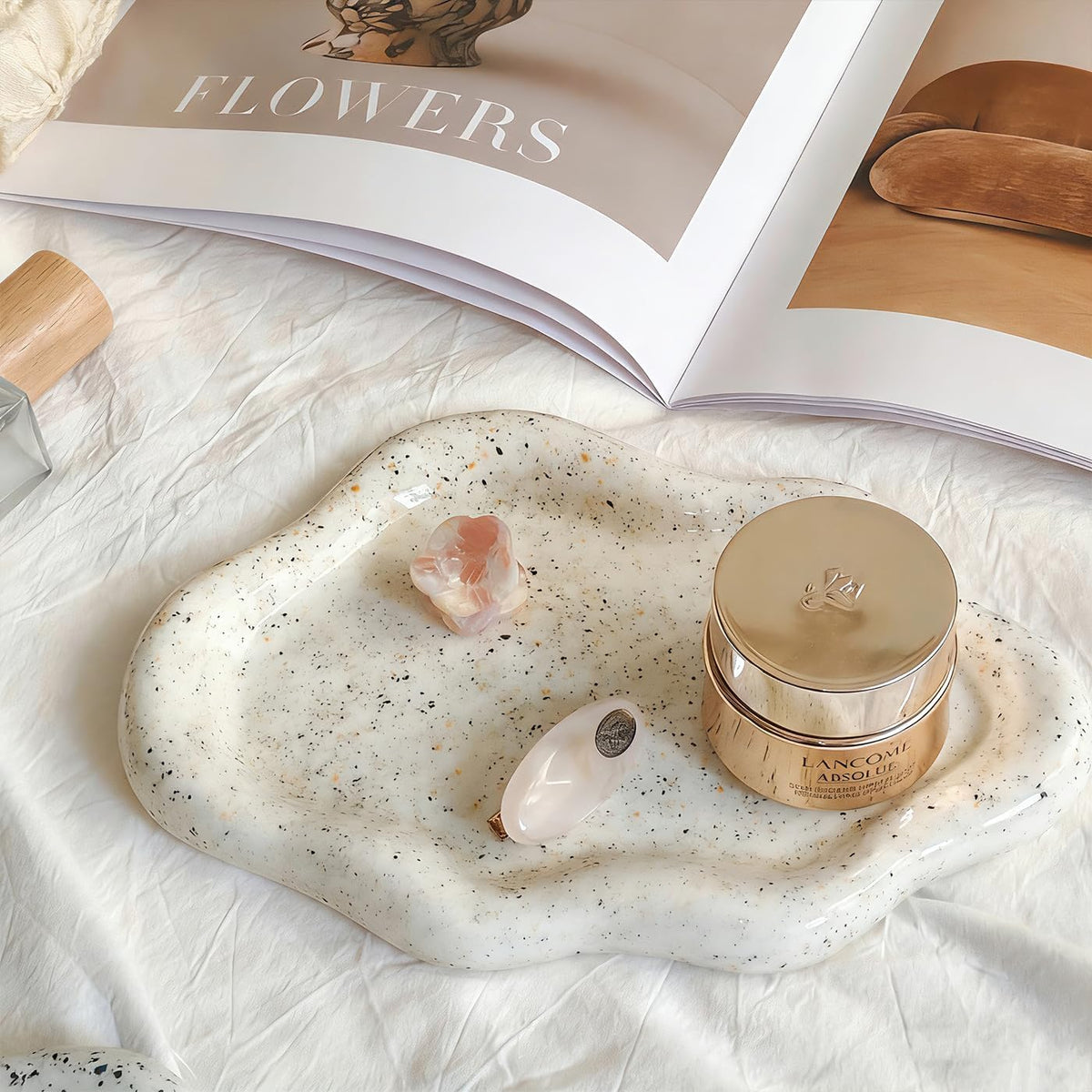 Jewelry Dish Trinket Tray for Women, Ring Dish Holder, Unique Cloud Shape Ceramic Plate Cute Things Vanity Aesthetic Room Decor Mother's Day Birthday (White)