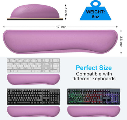 Dapesuom Enlarge Keyboard Wrist Rest, Cute Memory Foam Keyboard Wrist Cushion for Computer Desk Mats Support, Typing Pain Relief Ergonomic Mouse Pad Rests with Non-Slip Base for Gaming, Laptop, Purple