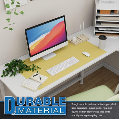 K KNODEL Large Office Leather Desk Mat, Mouse and Keyboard Pad, Computer and Laptop Mat, Desktop Protector and Cover, Writing Pad and Blotter (31.5"x15.7", Black)