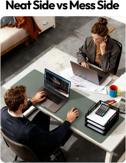 YSAGi Leather Desk Pad Protector, Office Desk Mat, Large Mouse Pad, Non-Slip PU Leather Desk Blotter, Waterproof Laptop Desk Writing Pad for Office and Home (23.6" x 13.8", Eggshell) - Colors A