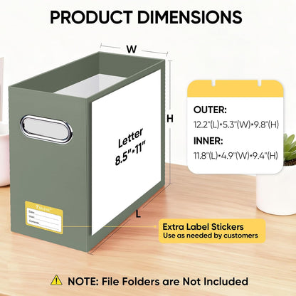 BALEINE File Organizer Box, Cardboard File Folder Organizer with Handle for Letter Size, Portable Collapsible Hanging Filing Box for Home Office Document Storage (2 Pack, Black)