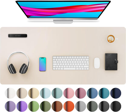 Aothia Leather Office Desk Pad Protector, Non-Slip PU Leather Desk Blotter, Waterproof Laptop Writing Mouse Pad for Office and Home, Black, 31.5" x 15.7" - Colors A