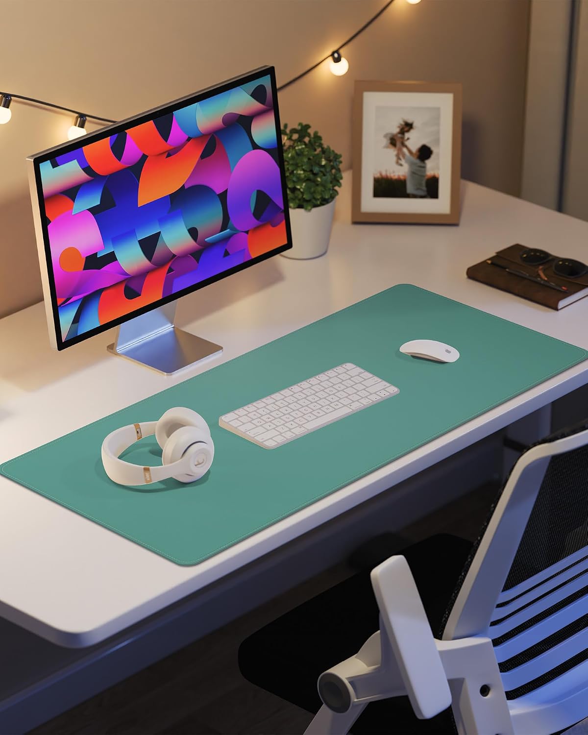 AFIING Large Desk Mat 55" x 24" - PU Leather Desk Pad Protector, Waterproof Non-Slip Extended Mouse Pad for Office Desk, Keyboard, Laptop and Home Workspace (Black)