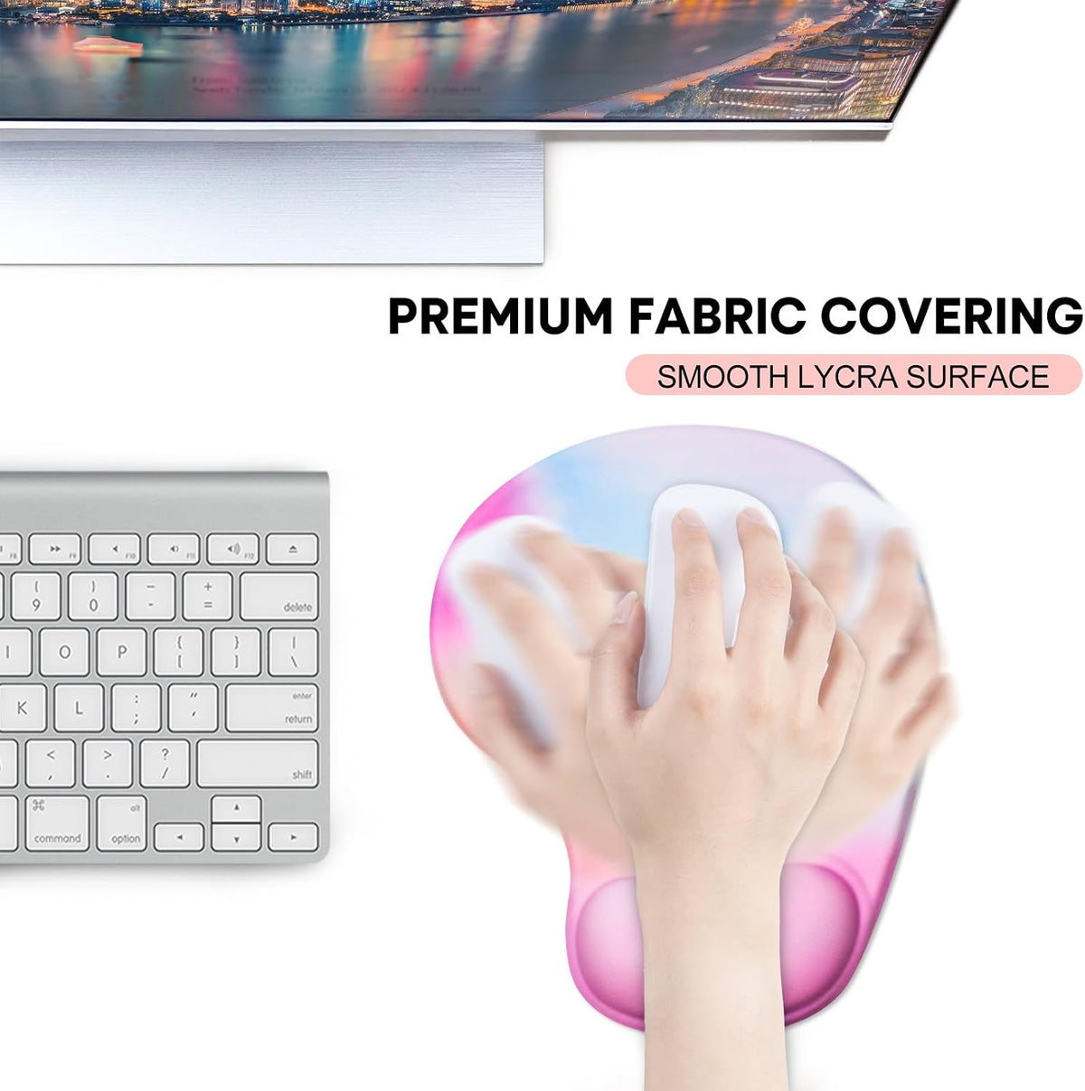 JIKIOU Mouse Pad, 2 Pack Ergonomic Mouse Pads with Comfortable Gel Wrist Rest Support and Smooth Cloth, Non-Slip PU Base for Easy Typing Pain Relief Durable and Easy to Clean Small Black