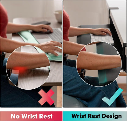 Fenge Keyboard Tray Under Desk, Pull Out Keyboard & Mouse Tray with C Clamp Mount, Sliding Keyboard Holder for Desk, 25.6 x 11.8 inch Large Slide-Out Platform Computer Drawer for Typing