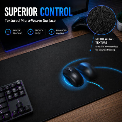 KTRIO Large Gaming Mouse Pad Desk Mat for Gamer, 31.5" x 11.8", Black, XL | Extended Size Design, Superior Micro-Weave Cloth, Non-Slip Rubber Base, Durable Stitched Edges, Water-Resistant Coating