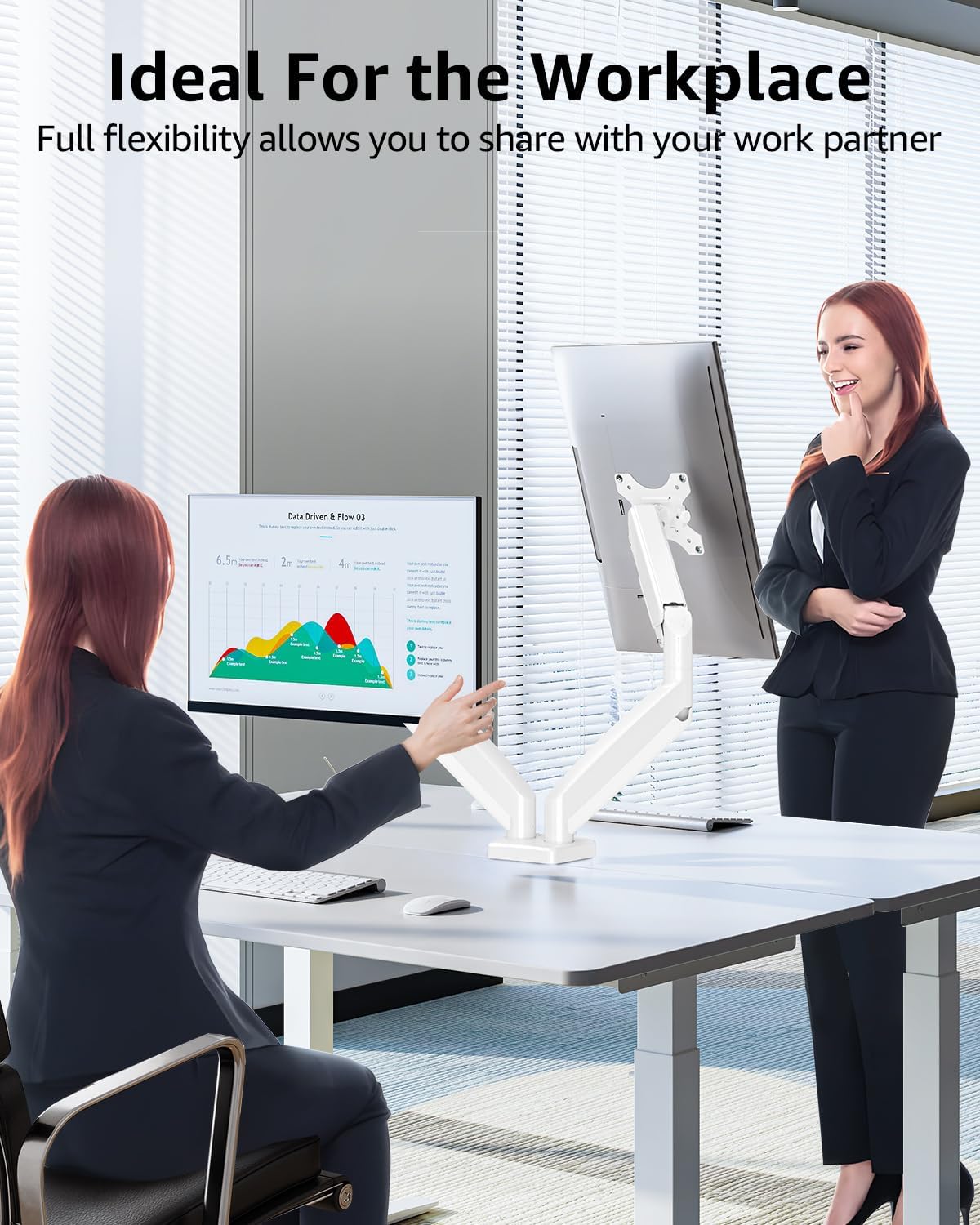 Dual Monitor Stand fits up to 32 inch, 4.4-19.8 lbs Computer Screens, Dual Monitor Desk Mount Height Adjustable, Monitor Arms for 2 Monitors, Home Office VESA Mounts, Freelift White