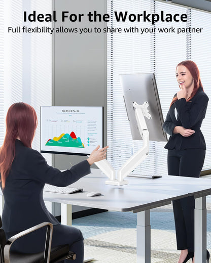 Dual Monitor Stand fits up to 32 inch, 4.4-19.8 lbs Computer Screens, Dual Monitor Desk Mount Height Adjustable, Monitor Arms for 2 Monitors, Home Office VESA Mounts, Freelift White