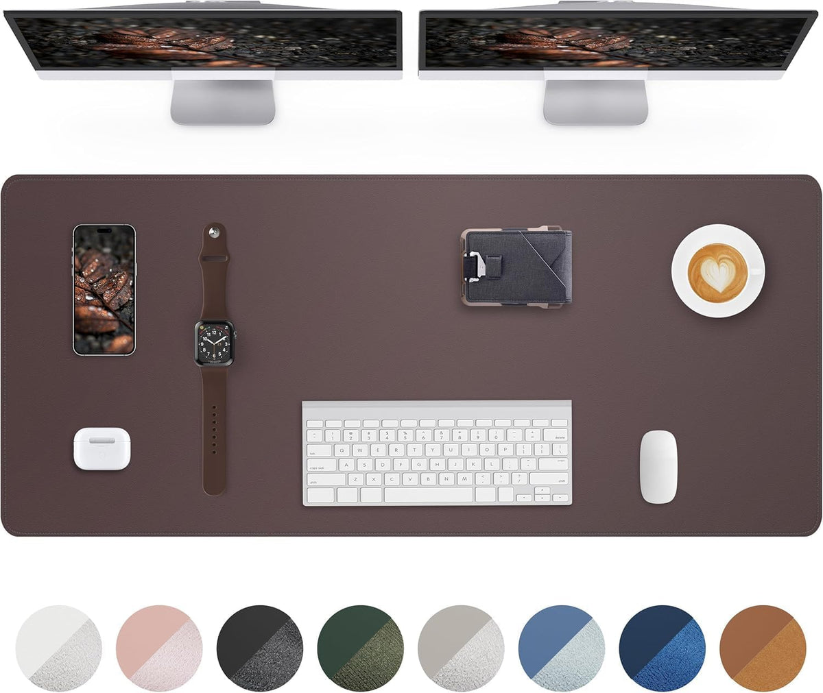 AFIING Large Desk Mat 55" x 24" - PU Leather Desk Pad Protector, Waterproof Non-Slip Extended Mouse Pad for Office Desk, Keyboard, Laptop and Home Workspace (Black)