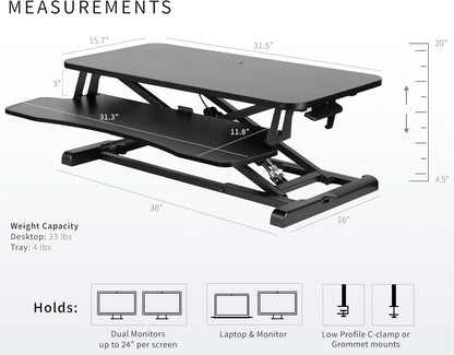 Black 32 in Standing Desk Converter, DESK-V000K