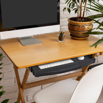 VILLCASE under Desk Keyboard Tray with Hidden Drawer Slide Out Computer Keyboard Stand 20.66X9.05X1.18In Ergonomic Office Storage Plate for Home and Work Desk Organization