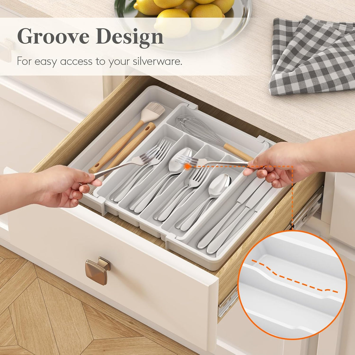 Expandable Silverware Drawer Organizer, Kitchen Utensil Tray