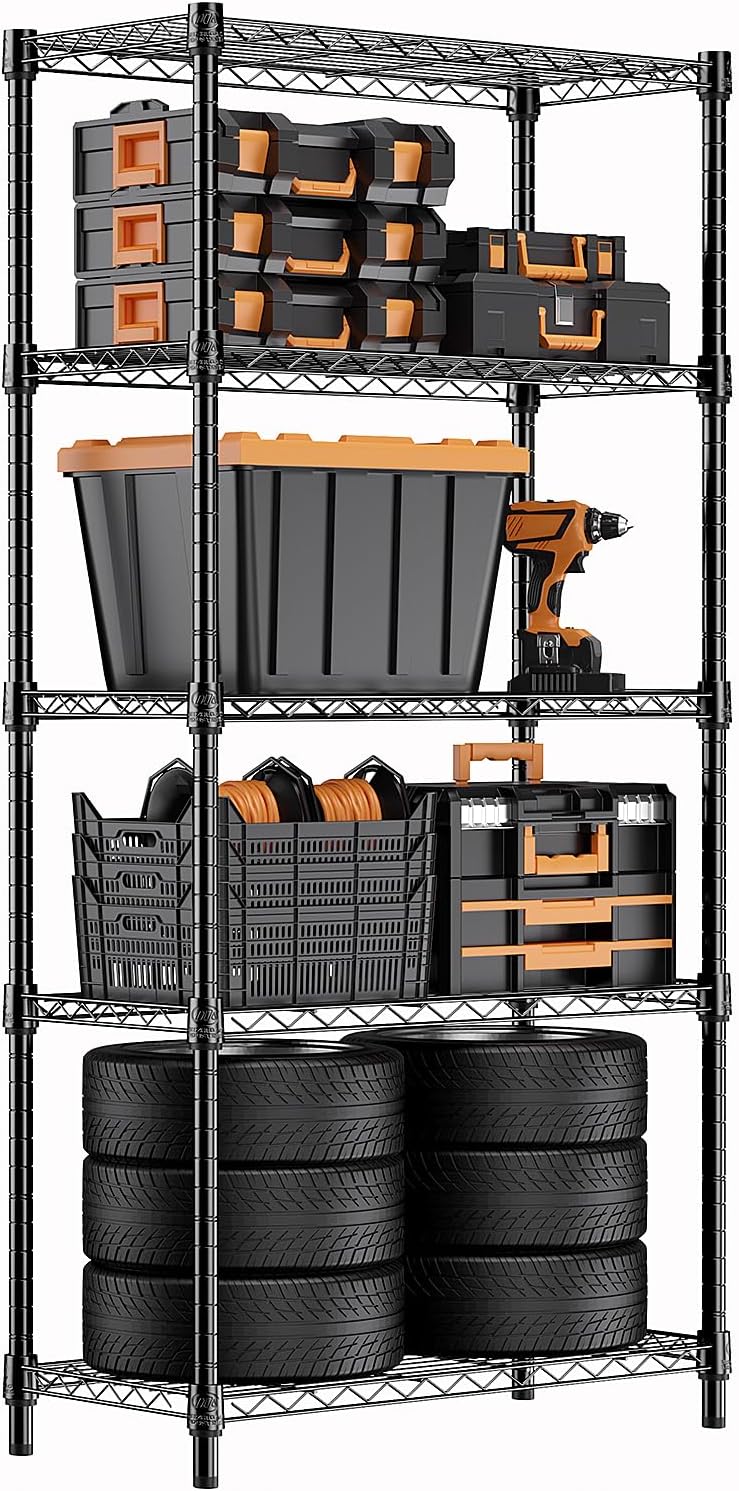 M MZG 450 lbs Steel Storage Shelving 3-Tier Utility Shelving Unit Steel Organizer Wire Rack for Home,Kitchen,Office (11.8" D x 17.7" W x 26.3" H) - Colors B