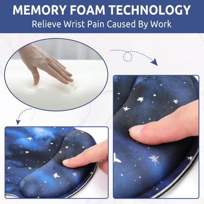 KONVINIT Ergonomic Mouse Pad with Wrist Rest, Small Mousepad with Non-Slip Rubber Base and Smooth Surface, Beach Mouse Pads for Desk, Office Desk Accessories