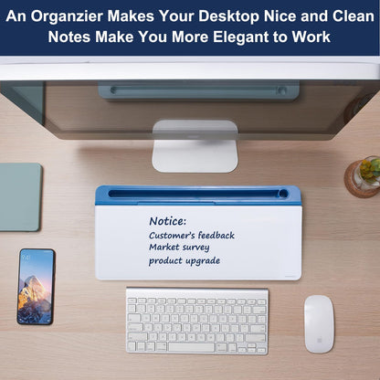 TSJ OFFICE Desktop Whiteboard Dry-Erase-Board - Computer Keyboard Stand White Board Surface Pad with Drawer, Desk Organizers with Accessories for Office, Home, School Supplies - Black