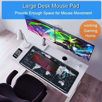 Large Gaming Mouse Pad, 31.5x15.7 inch Large Extended Computer Keyboard Mouse Mat, Water Resist Non-Slip Mousepad Rubber Base Long XXL Desk Mouse Pad for Work & Gaming, Office & Home, Black
