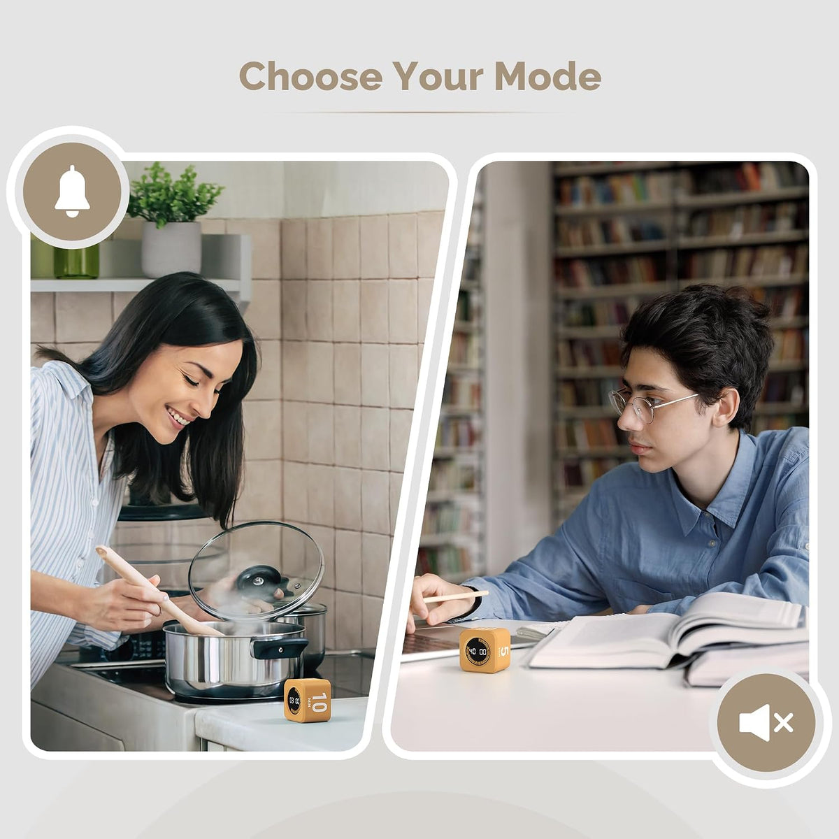 KADAMS Pomodoro Cube Timer Productivity Visual Timer - 5/10/25/50 Min Rotating Countdown (1, Green)