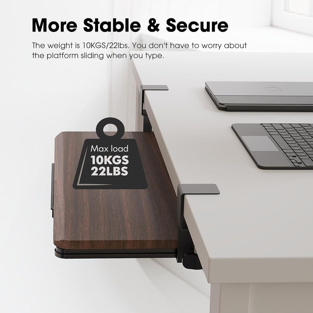 Fenge Keyboard Tray Under Desk, Pull Out Keyboard & Mouse Tray with C Clamp Mount, Sliding Keyboard Holder for Desk, 25.6 x 11.8 inch Large Slide-Out Platform Computer Drawer for Typing