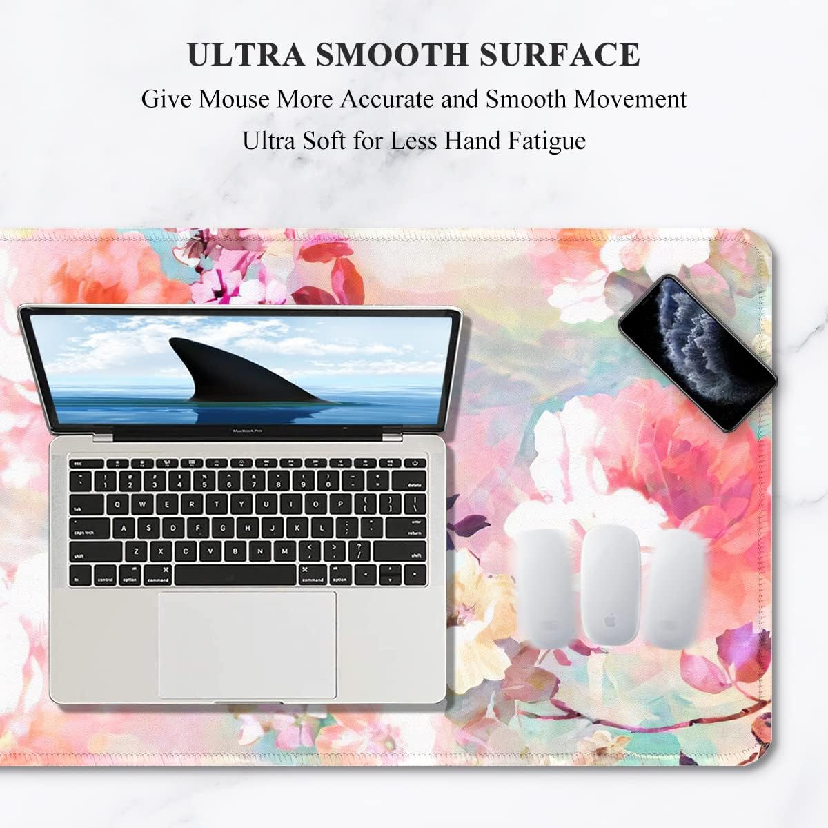 Auhoahsil Desk Mat, Ultra Large Mouse Pad, XXL Gaming Mousepad, Green Tropical Leaves Deskpad, Big Extended Full Size Mouse Pad, Desktop Desk Matt for Keyboard, Laptop & Computer, 35.5 x 15.7 in - Colors B
