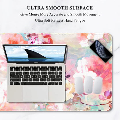 Auhoahsil Desk Mat, Ultra Large Mouse Pad, XXL Gaming Mousepad, Green Tropical Leaves Deskpad, Big Extended Full Size Mouse Pad, Desktop Desk Matt for Keyboard, Laptop & Computer, 35.5 x 15.7 in - Colors B