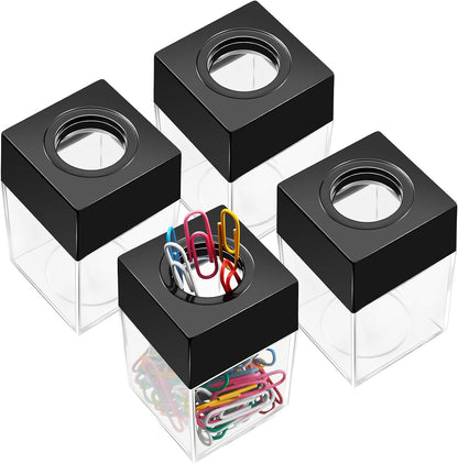 Outus 4 Pieces Magnetic Paper Clip Dispenser Holder Paperclip Dispenser for Desk, School, Office(Black)