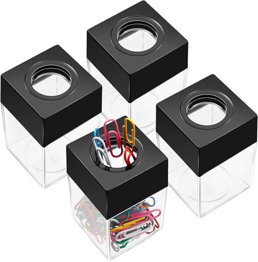 Outus 4 Pieces Magnetic Paper Clip Dispenser Holder Paperclip Dispenser for Desk, School, Office(Black)