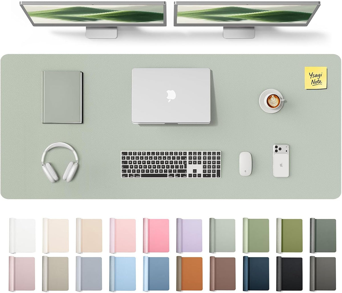 YSAGi Leather Desk Pad Protector, Office Desk Mat, Large Mouse Pad, Non-Slip PU Leather Desk Blotter, Waterproof Laptop Desk Writing Pad for Office and Home (23.6" x 13.8", Eggshell) - Colors B
