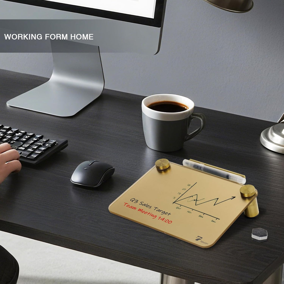Small Glass Desktop Whiteboard Dry-Erase, Mini Pure Glass Whiteboard Stand