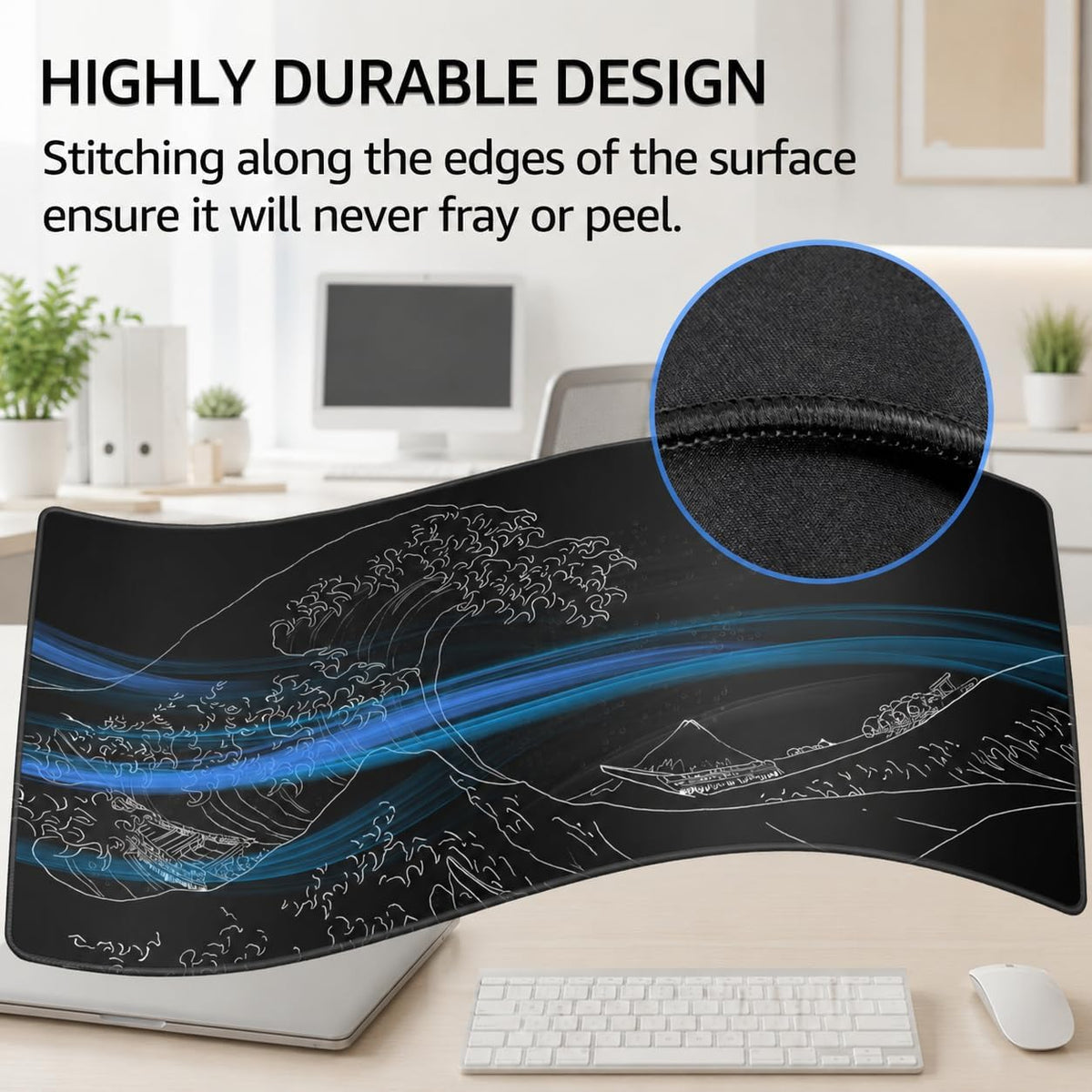 KTRIO Large Gaming Mouse Pad Desk Mat for Gamer, 31.5" x 11.8", Black, XL | Extended Size Design, Superior Micro-Weave Cloth, Non-Slip Rubber Base, Durable Stitched Edges, Water-Resistant Coating