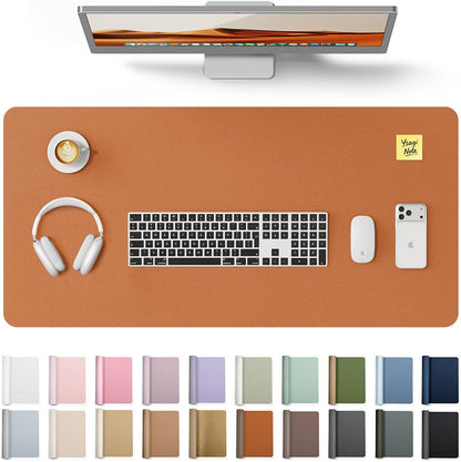 YSAGi Leather Desk Pad Protector, Office Desk Mat, Large Mouse Pad, Non-Slip PU Leather Desk Blotter, Waterproof Laptop Desk Writing Pad for Office and Home (23.6" x 13.8", Eggshell) - Colors A