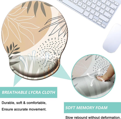 Mouse Pad with Wrist Support, Ergonomic Mouse Pad with Memory Foam Wrist Rest Cushion, Non-Slip Rubber Base Gaming Mice Pad for Home Office Computer Laptop, Flower Black