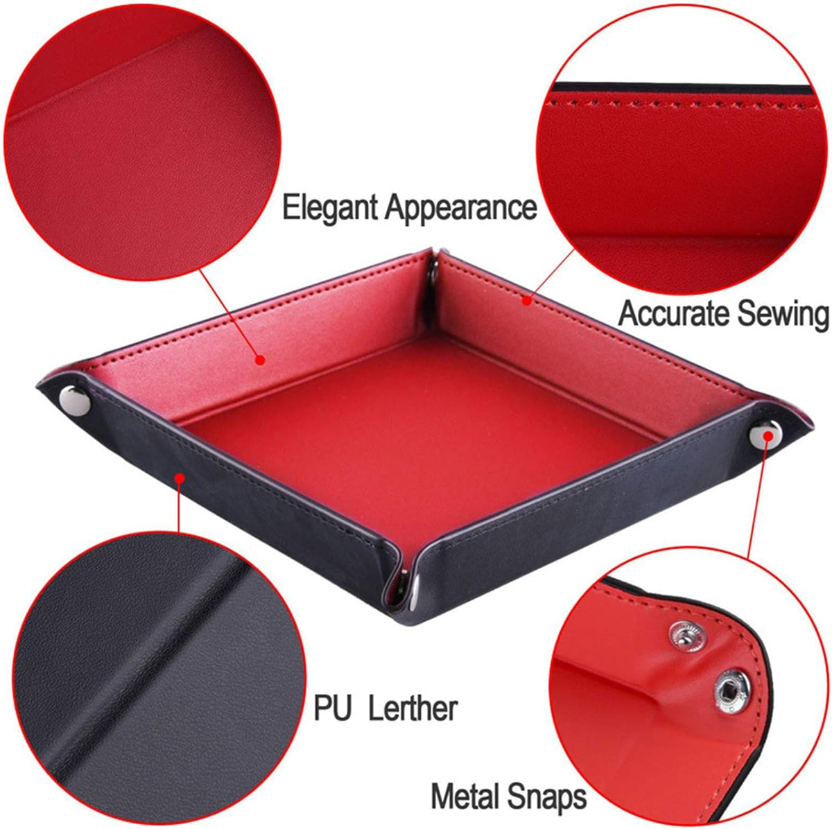 Valet Tray Desktop Storage Organizer – Vegan Leather Catchall Bedside Vanity Tray Nightstand Caddy Holder for Remote Controller, Watch, Keys, Phone, Wallet, Coin, Jewelry (Orange/Black)