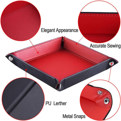 Valet Tray Desktop Storage Organizer – Vegan Leather Catchall Bedside Vanity Tray Nightstand Caddy Holder for Remote Controller, Watch, Keys, Phone, Wallet, Coin, Jewelry (Orange/Black)