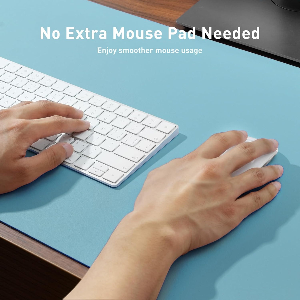 Aothia Leather Office Desk Pad Protector, Non-Slip PU Leather Desk Blotter, Waterproof Laptop Writing Mouse Pad for Office and Home, Black, 31.5" x 15.7" - Colors B