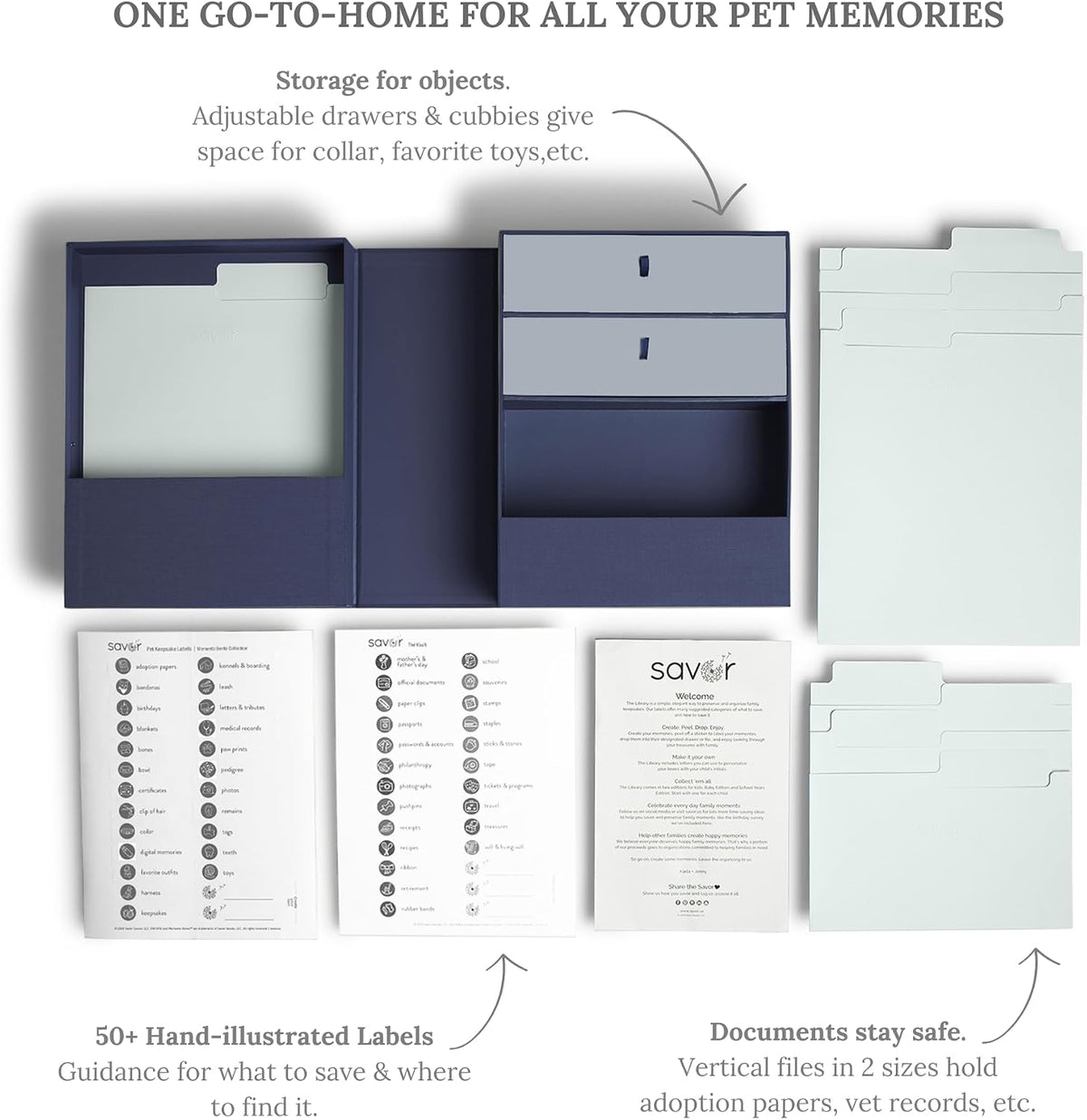 Savor | All-in-One Desk Organizer | Blue – Keep Desk, Office, and Home Organized All-in-One Storage System for Important Files, Documents, Stationery, and Office Supplies