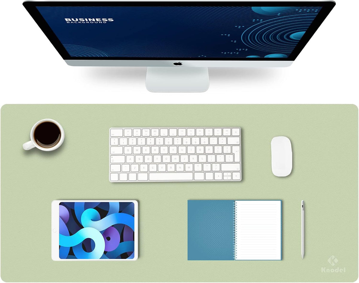 K KNODEL Large Office Leather Desk Mat, Mouse and Keyboard Pad, Computer and Laptop Mat, Desktop Protector and Cover, Writing Pad and Blotter (31.5"x15.7", Black)