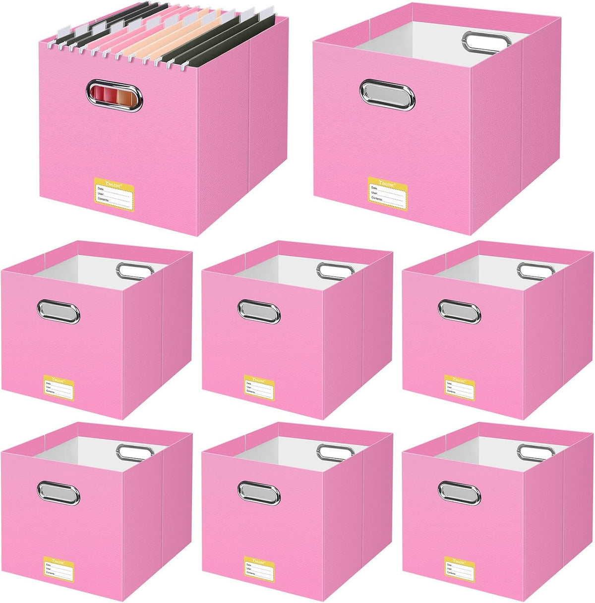 BALEINE File Organizer Box, Cardboard File Folder Organizer with Handle for Letter Size, Portable Collapsible Hanging Filing Box for Home Office Document Storage (2 Pack, Black)
