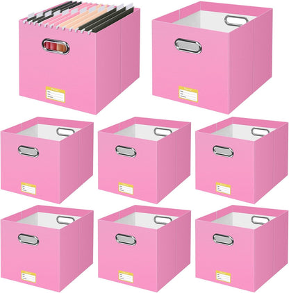 BALEINE File Organizer Box, Cardboard File Folder Organizer with Handle for Letter Size, Portable Collapsible Hanging Filing Box for Home Office Document Storage (2 Pack, Black)