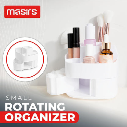 Masirs 360 Rotating Makeup Organizer Countertop - Adjustable Shelf Height - The Perfect Round Spinning Cosmetic Organizer for Bedroom Dresser or Vanity Countertop Storage (Clear)